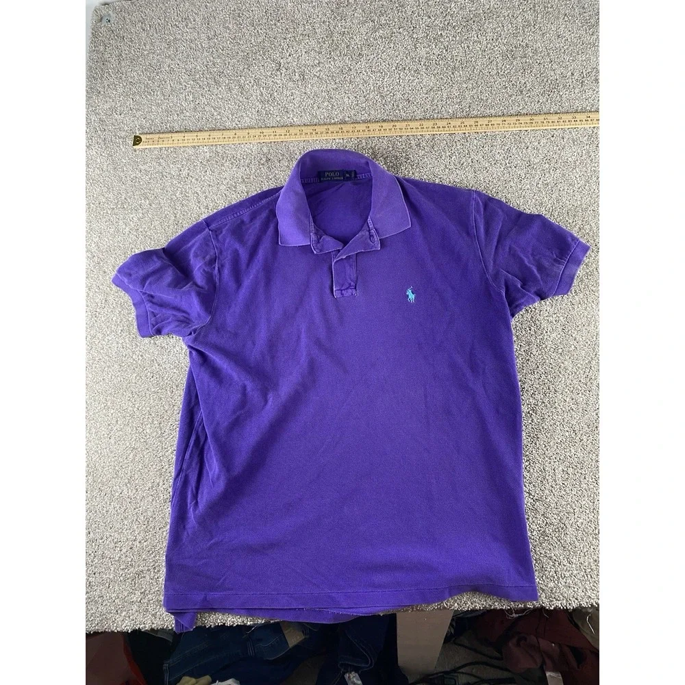 Polo Ralph Lauren Solid Purple Polo Men XL Blue Pony Soft Cotton Preppy Business